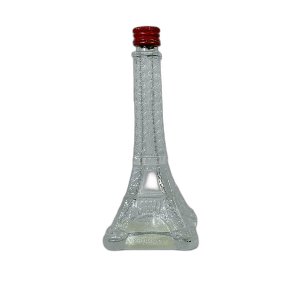 Vtg Paris Eiffel Tower Bas Armagnac Duc de Loussac Brandy Bottle Empty Glass